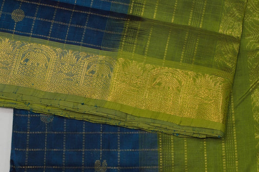 Online checked nine and half yards madisar silk cotton saree