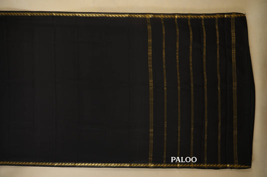 Black Mysore Silk Saree paloo