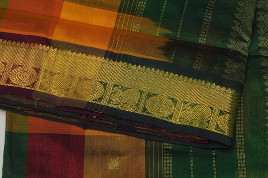 Online checked nine and half yards madisar silk cotton saree