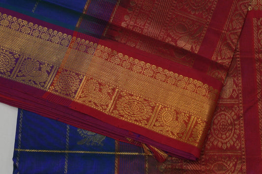 Online checked nine and half yards madisar silk cotton saree