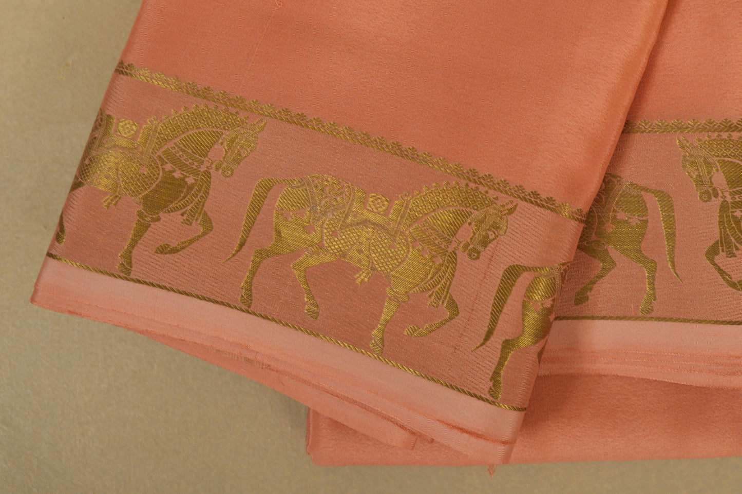 Light Peach Mysore Silk Saree borders
