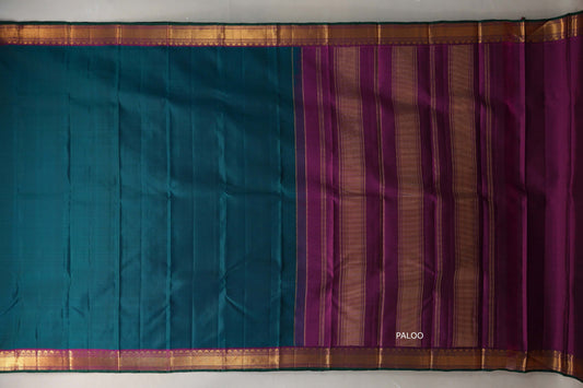 Deep Peacock Green with deep magenta Vintage Kanjivaram Silk Saree SS9551