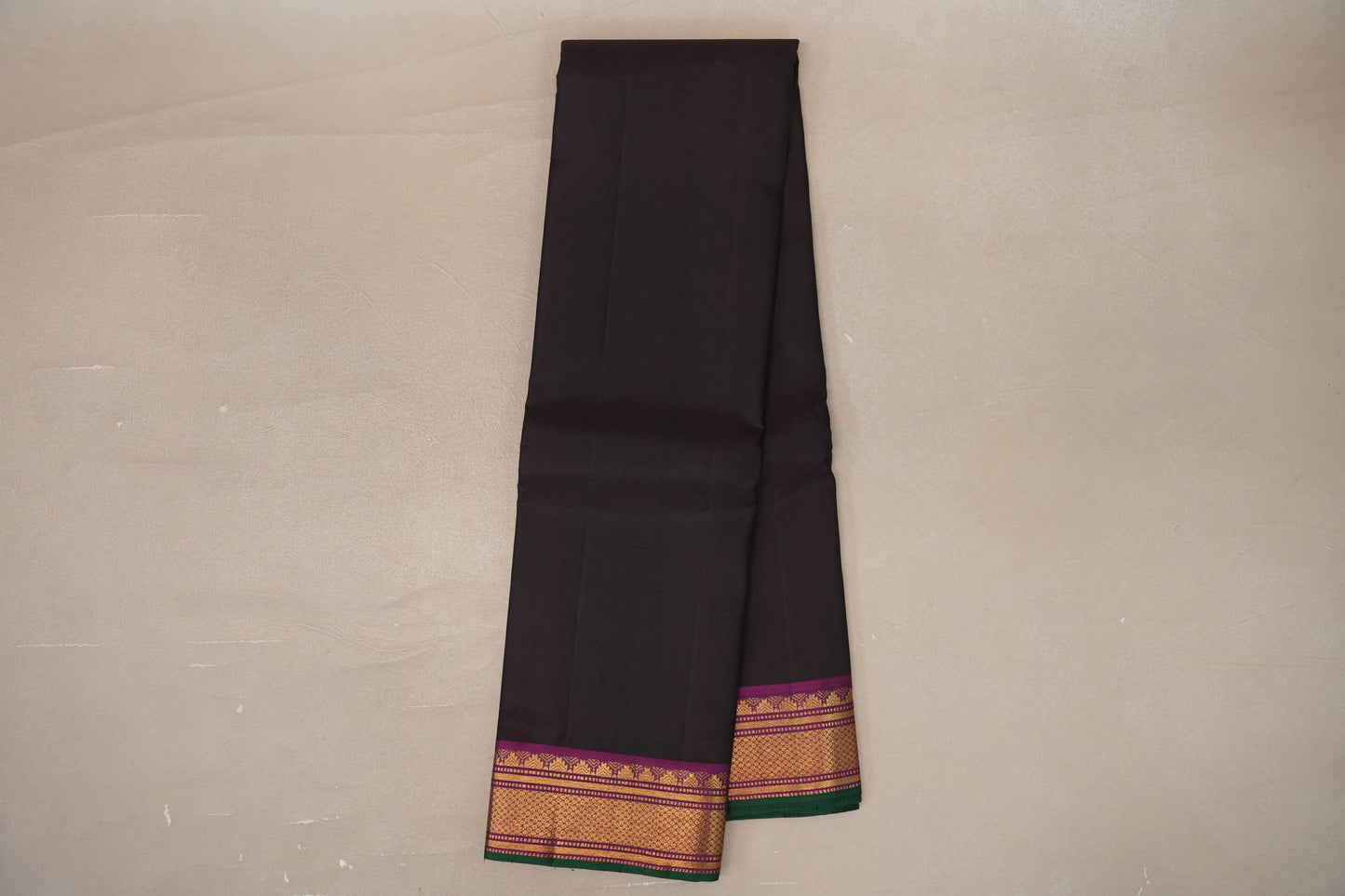 Deep Coffee Brown with deep magenta borders Vintage Kanjivaram Silk Saree SS9555