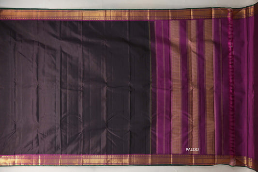 Deep Coffee Brown with deep magenta borders Vintage Kanjivaram Silk Saree SS9555