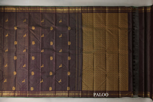 Deep Plum Vaira Oosi Vintage Kanjivaram Silk Saree paloo