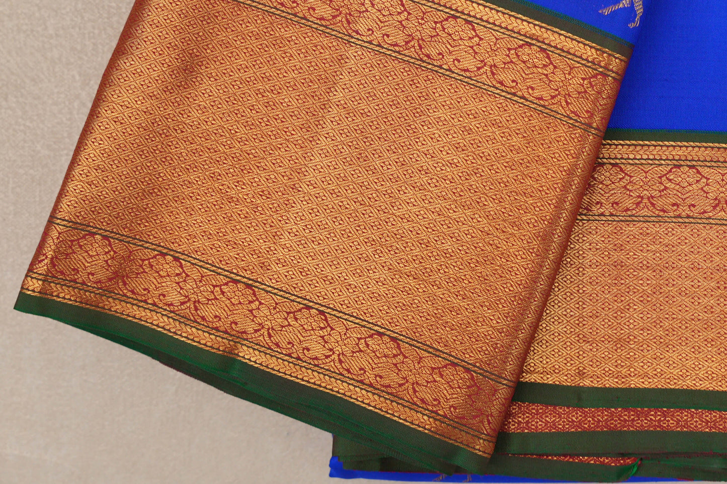 Bright Royal Blue Vintage Kanjivaram Silk Saree borders