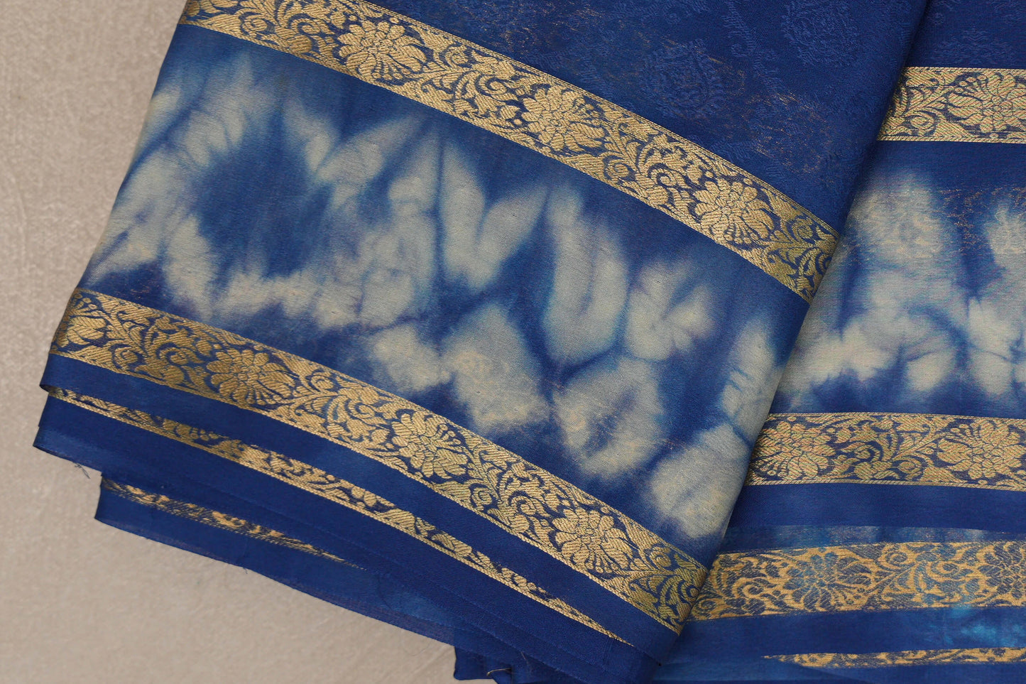 Ink Blue Mysore Silk Saree rettai pettu border