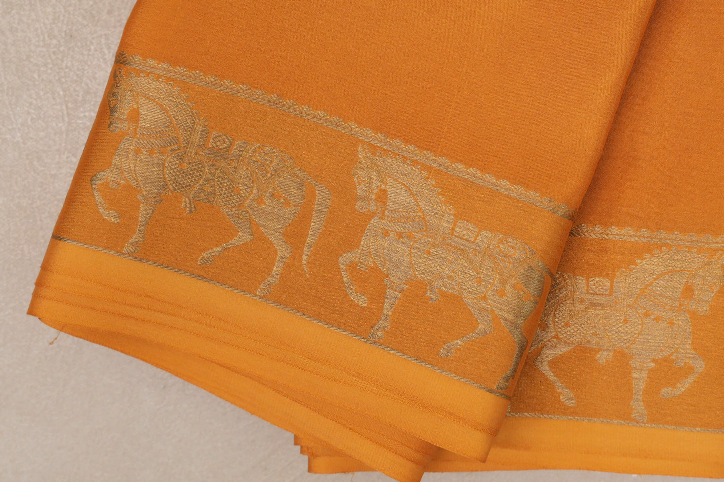 Oil Mustard Mysore Silk Saree borders