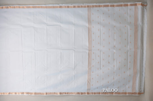 Milk White Light Weight Kanjivaram Silk Saree paloo
