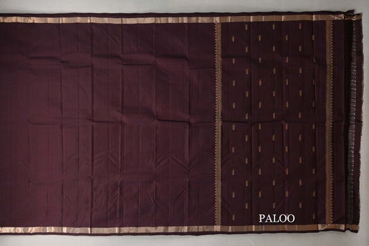 Dark Coffee Brown Light Weight Kanjivaram Silk Saree paloo