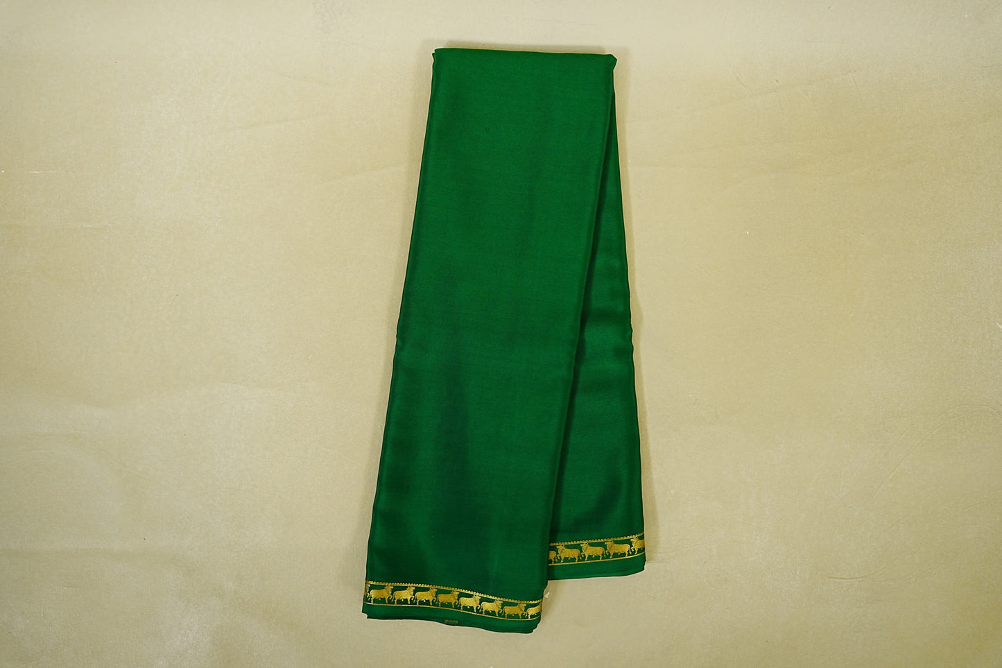 Bottle Green with gold borders Mysore Silk Saree