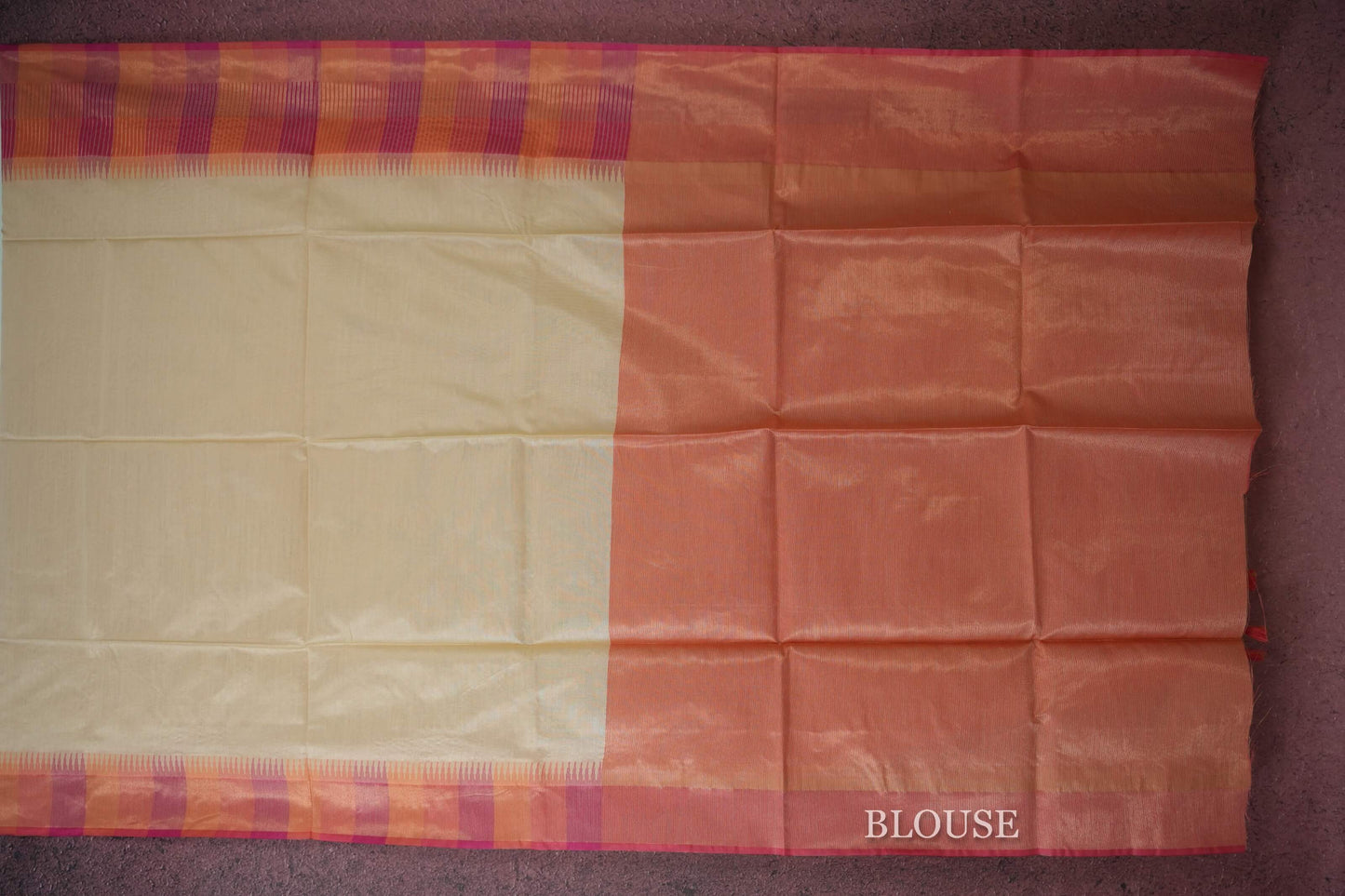 cream semi tussar silk saree blouse