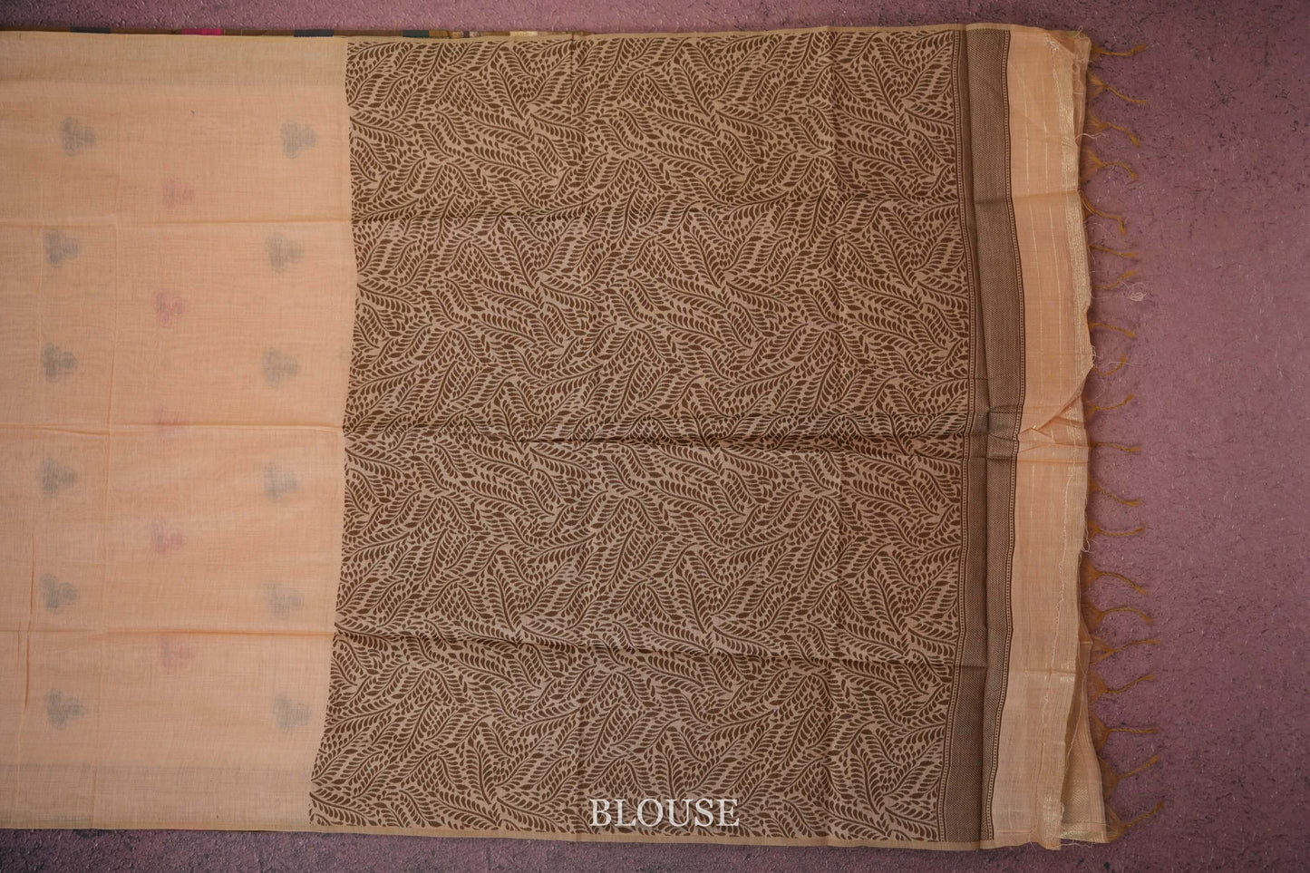 mild peach semi tussar silk saree blouse