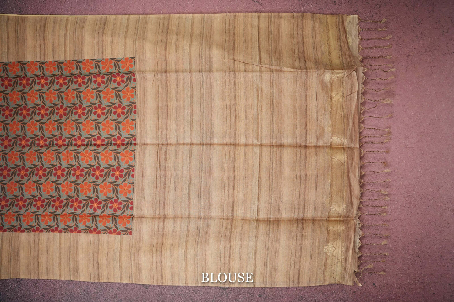 Multi colored semi tussar silk saree blouse