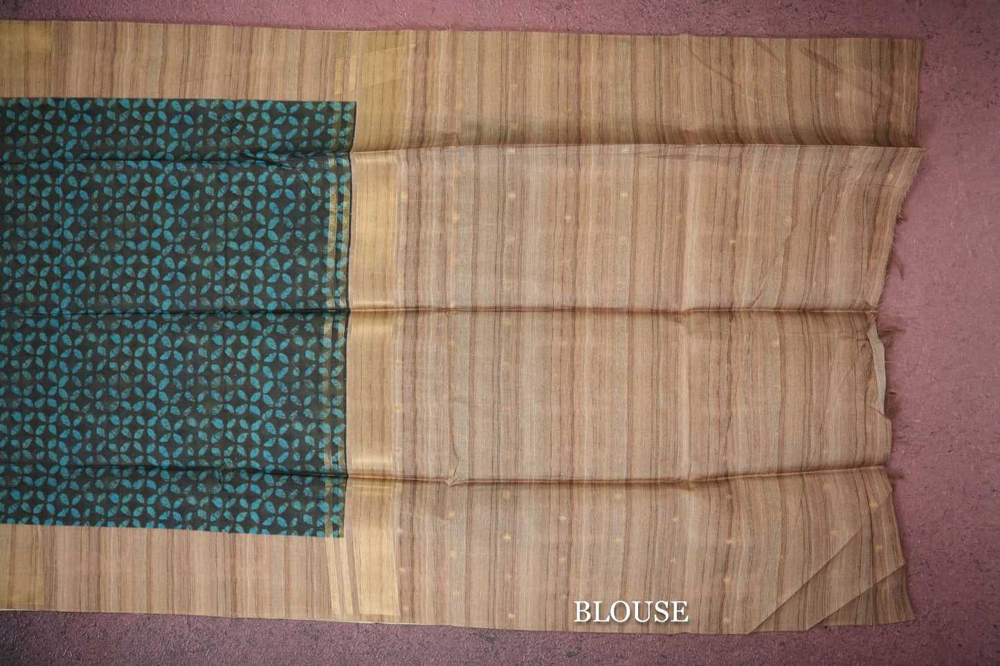 Multi colored semi tussar silk saree blouse