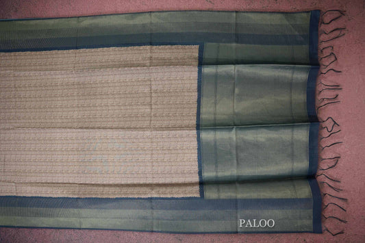 cream/brown semi tussar saree paloo
