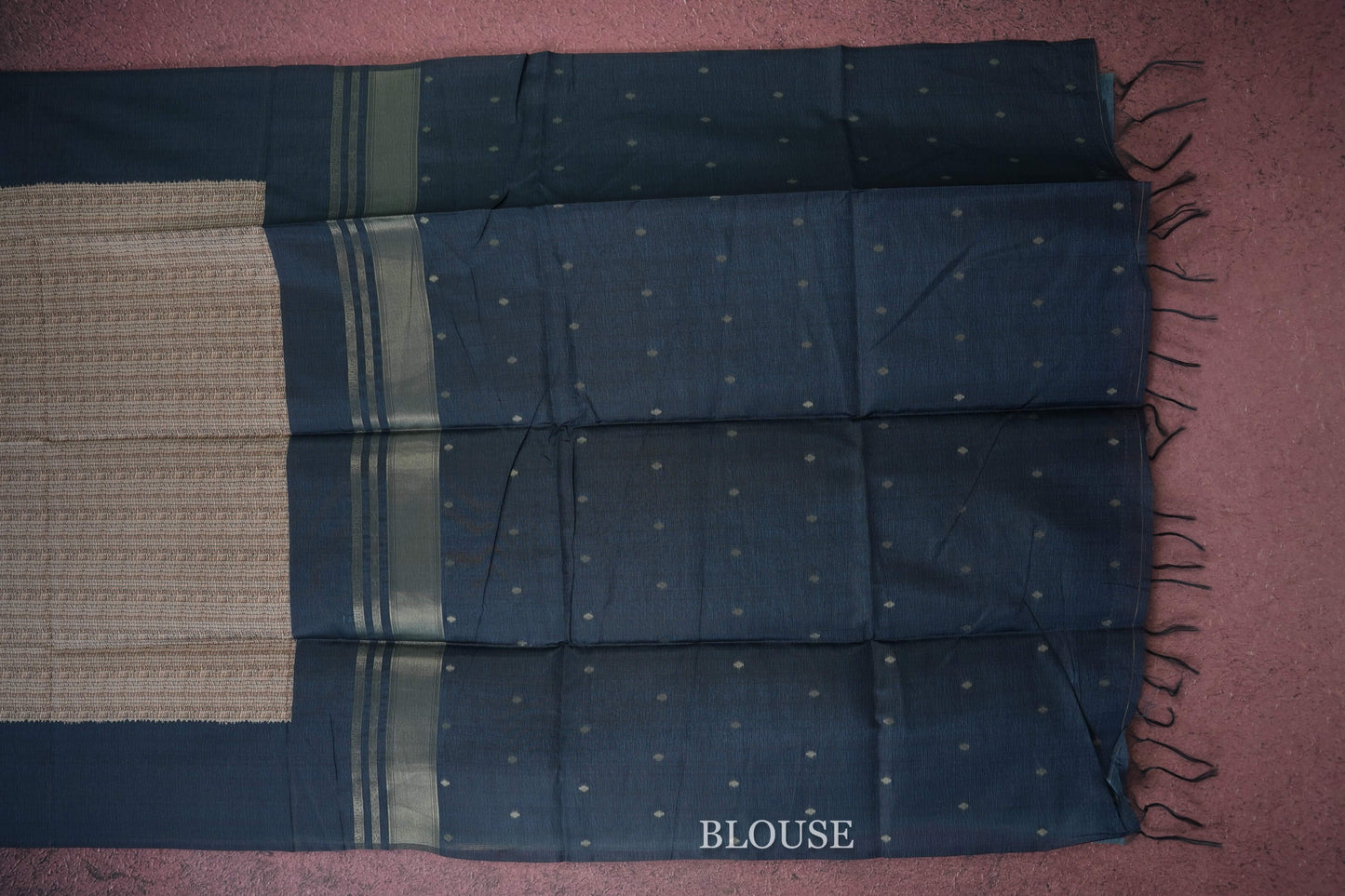 cream/brown semi tussar saree blouse