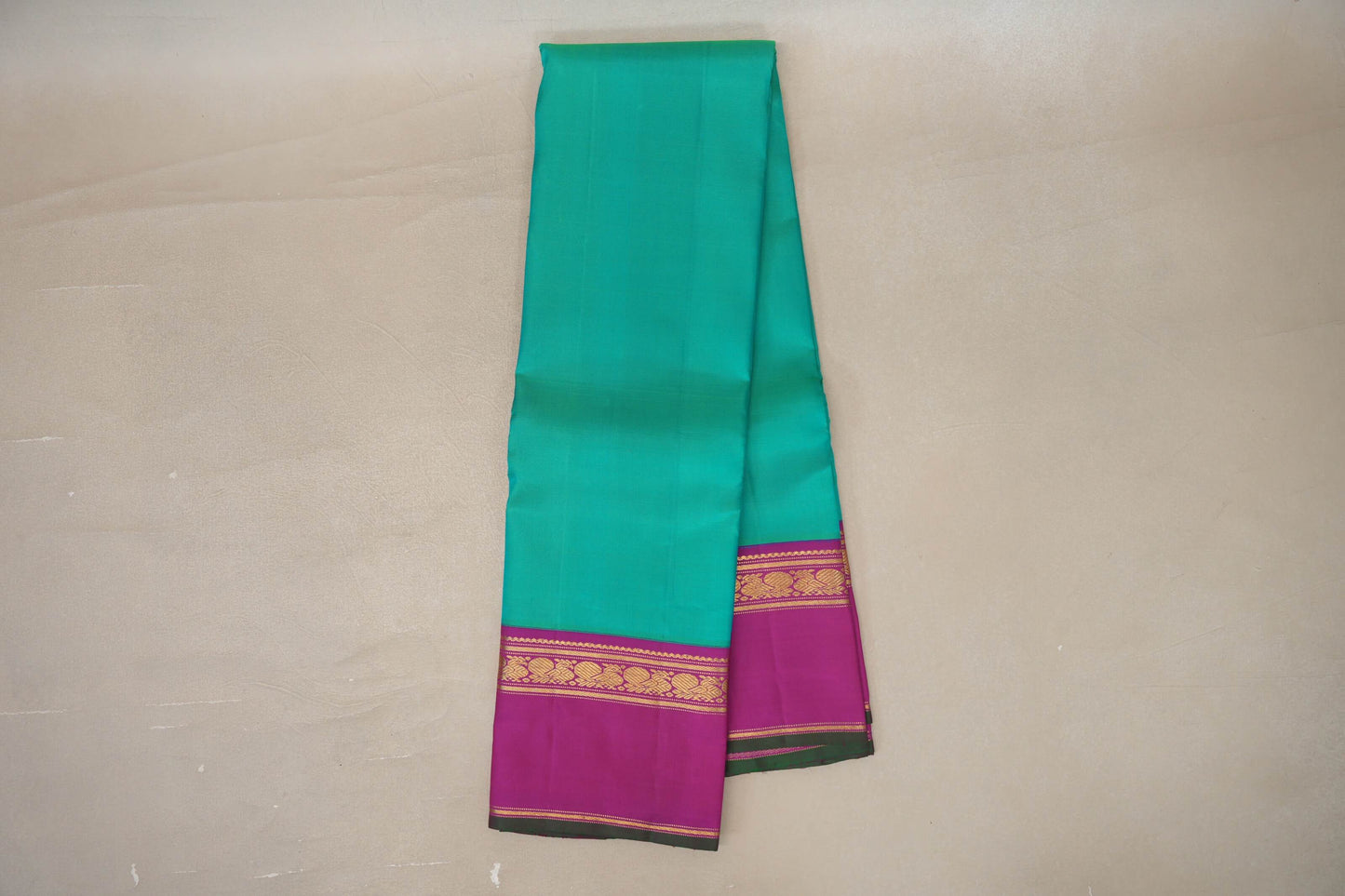 Dual Tone of Blue & Green Vintage Kanjivaram Silk Saree by Shreenivas Silks
