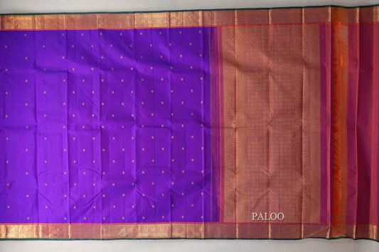 Deep Violet Purple Vintage Kanjivaram Silk Saree by Shreenivas Silks paloo
