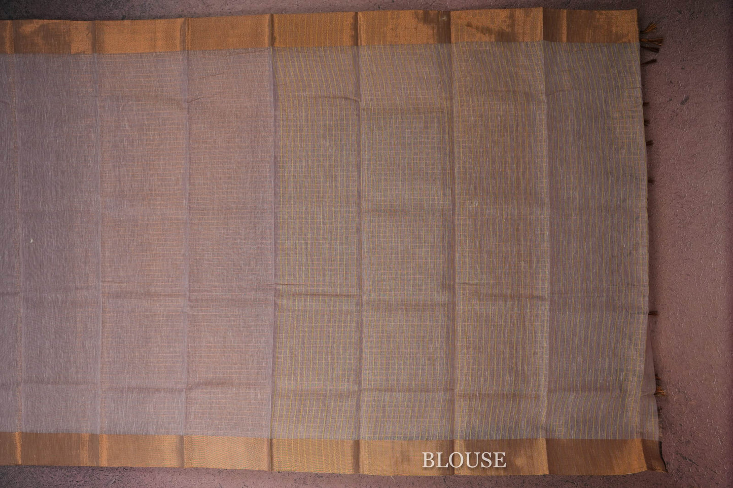 Lavender semi linen saree blouse