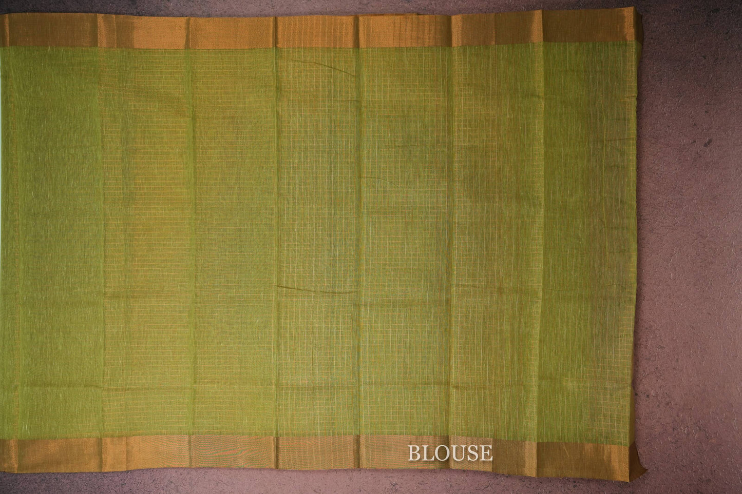 mild green semi linen saree blouse