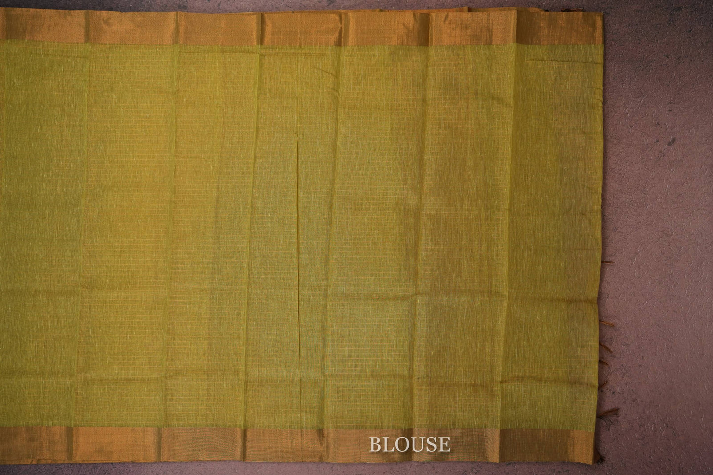 green/yellow semi linen saree blouse