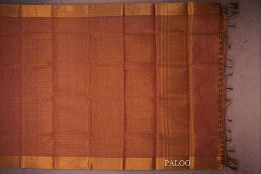 red semi linen saree paloo