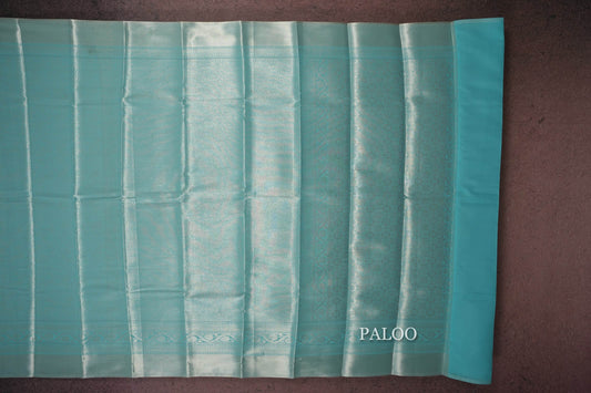 Sky Blue semi silk saree paloo