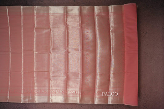 peach semi silk saree paloo