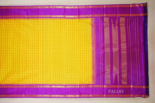 Mustard Yellow Vintage Kanjivaram Silk Saree paloo