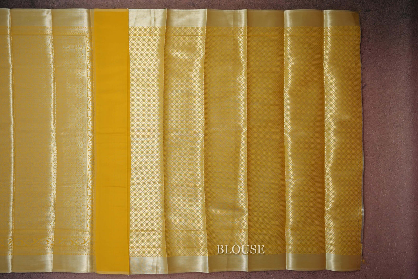 mustard yellow semi silk saree blouse