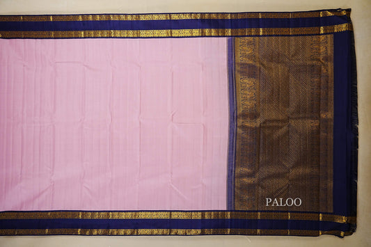 Folded Light Pink Vintage Kanjivaram Silk Saree paloo