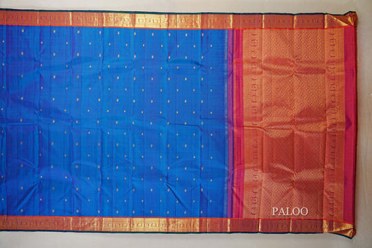 Dual Tone Blue and Green Kanjivaram Silk Saree paloo