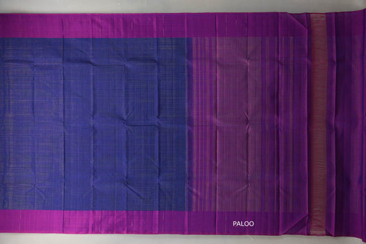 Deep blue Plant based Kanjivaram Silk Saree paloo