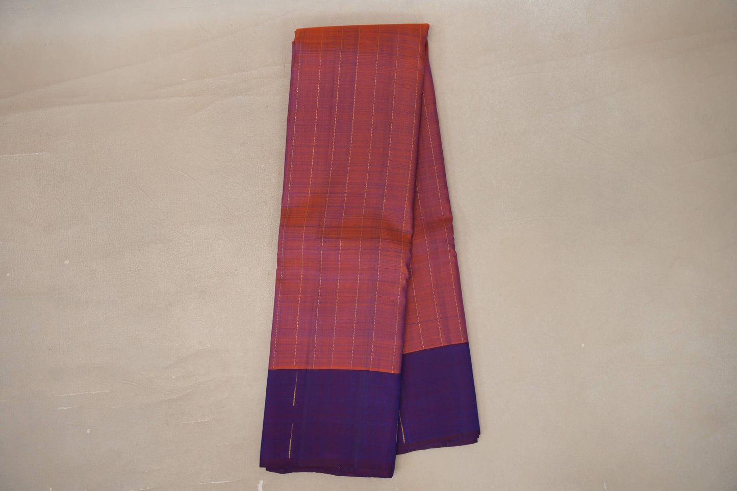 Dual Tone of Orange & Deep Blue Plant based Kanjivaram Silk Saree