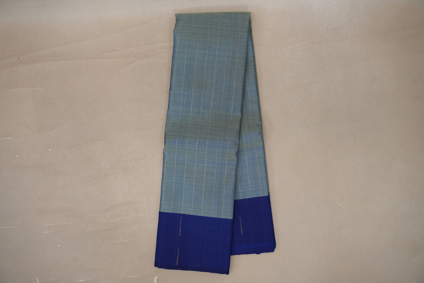 Dual Tone of Elaichi Green & Deep Blue Plant based Kanjivaram Silk Saree