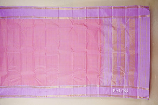 Baby Pink with Lavender Borders Vintage Kanjivaram Silk Saree paloo