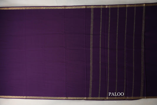 Deep Plum Purple Mysore Silk Saree paloo