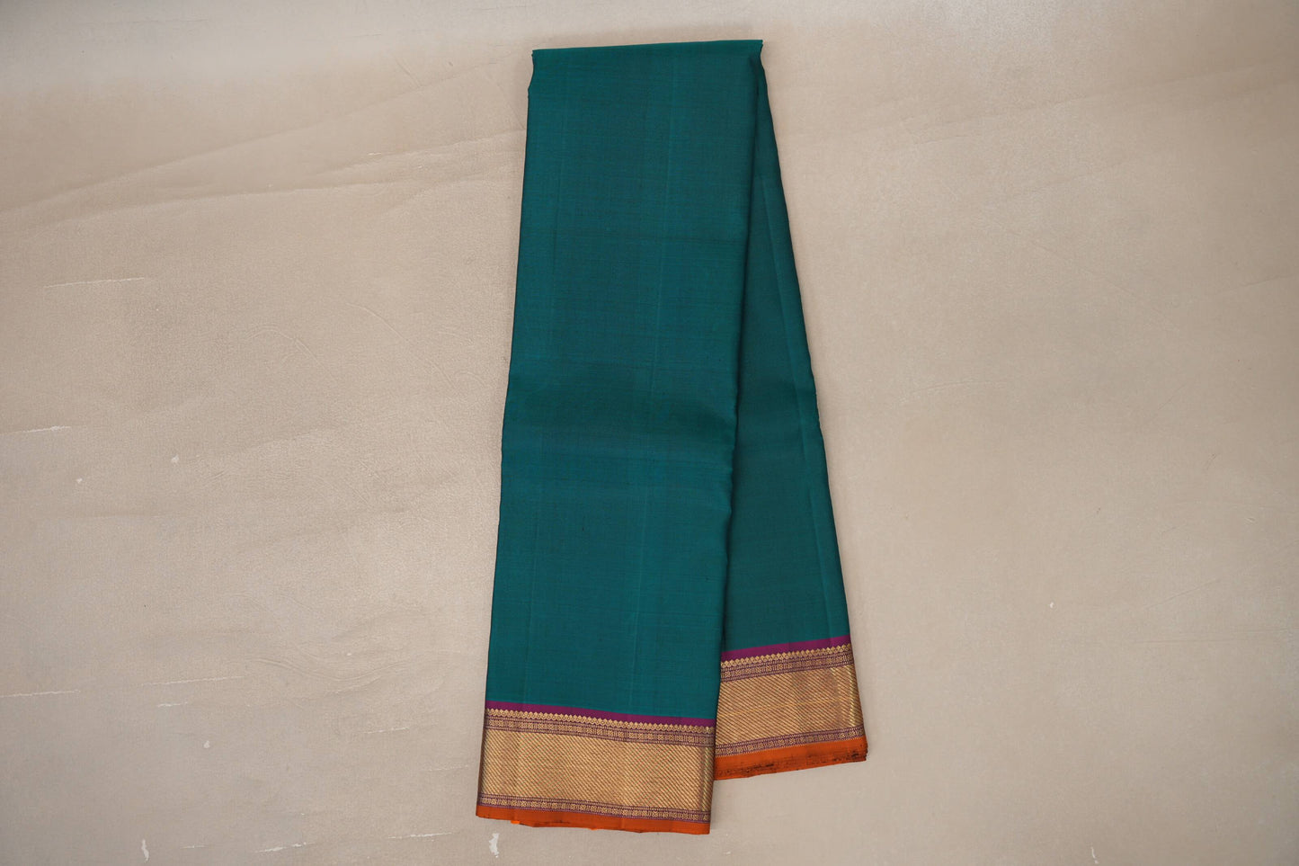 Peacock Green with deep purple border Vintage Kanjivaram Silk Saree SS9793