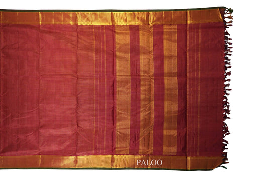 Maroon ten yards silk saree paloo