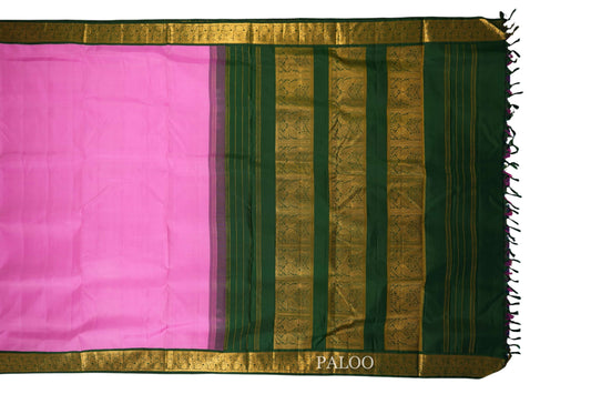 Lotus Pink 10 yards silk saree paloo