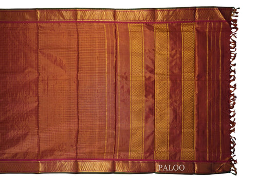 Maroon tissue zari 10 yards silk saree paloo