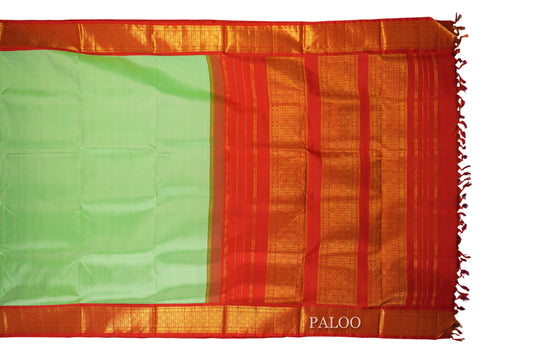 Pastel Green Ten yards silk saree paloo