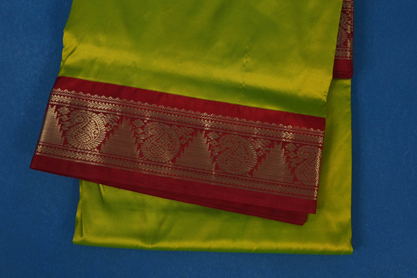 Fluorescent Green nine yards silk saree