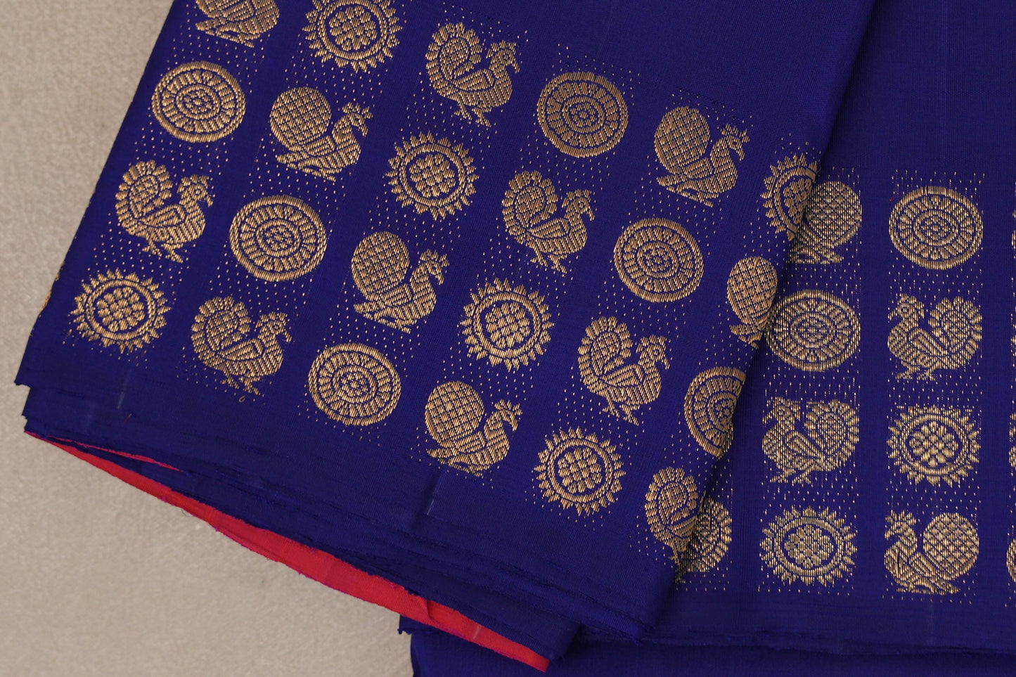 Deep Blue Vintage Kanjivaram Silk Saree border