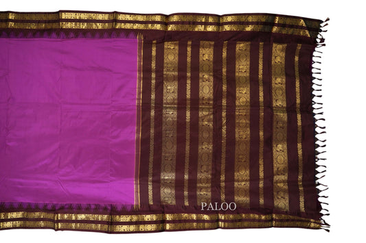 Magenta ten yards silk saree paloo