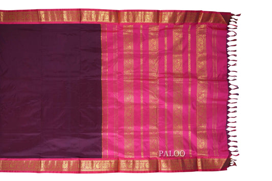 Purple 10 yards silk saree paloo