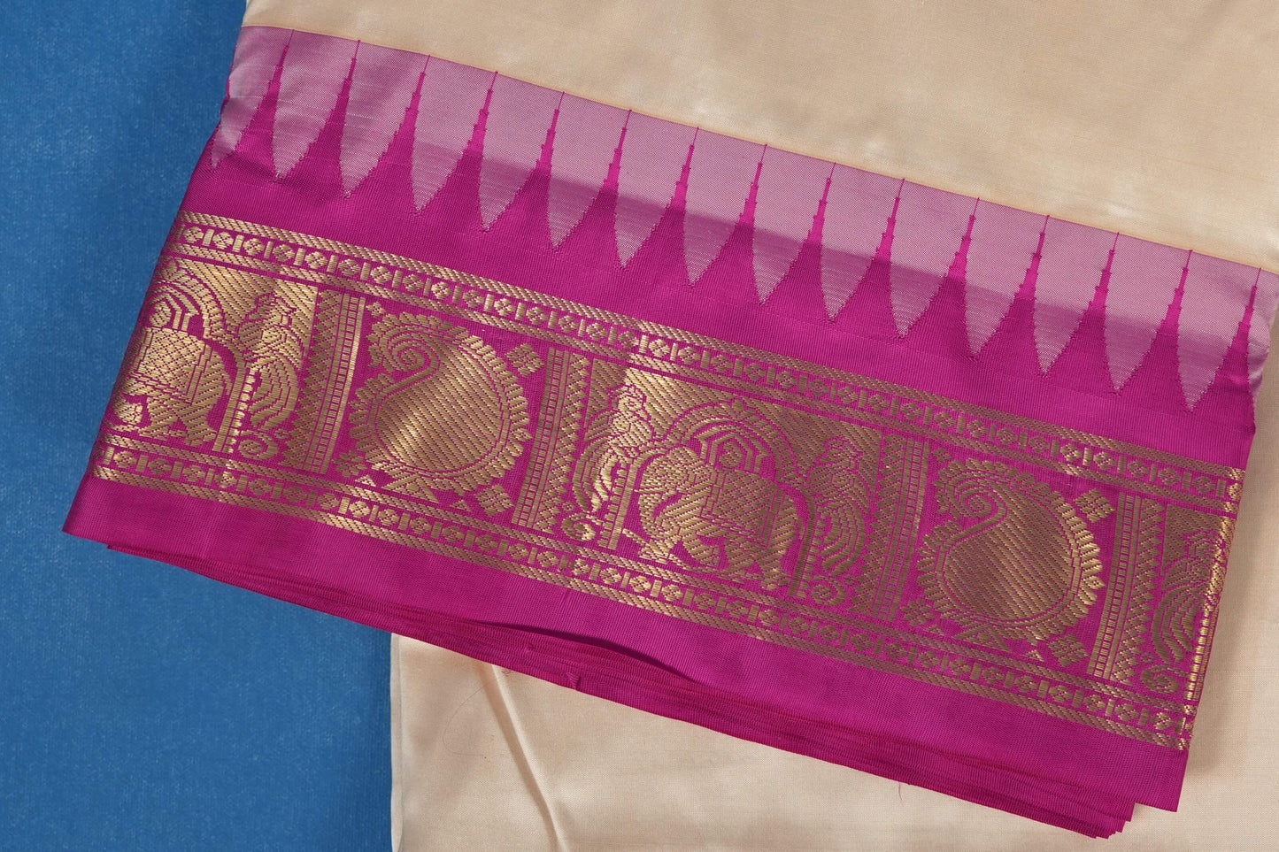 cream nine yards silk saree border