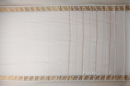 Cream Mysore Silk Saree paloo