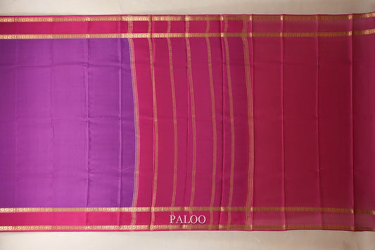 Purple with Magenta Borders Mysore Silk Saree paloo